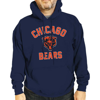 Picture of Team Fan Apparel NFL Adult Gameday Hooded Sweatshirt - Poly Fleece Cotton Blend - Stay Warm and Represent Your Team in Style (Chicago Bears - Blue, Adult X-Large)