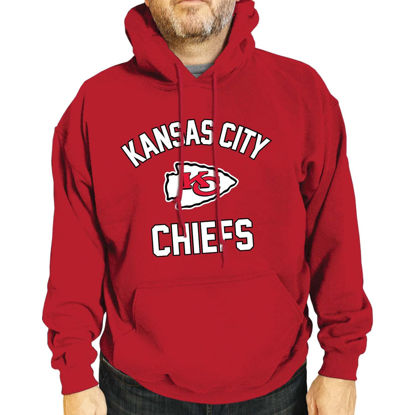 Picture of Team Fan Apparel NFL Adult Gameday Hooded Sweatshirt - Poly Fleece Cotton Blend - Stay Warm and Represent Your Team in Style (Kansas City Chiefs - Red, Adult Small)