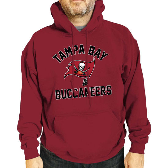 Picture of Team Fan Apparel NFL Adult Gameday Hooded Sweatshirt - Poly Fleece Cotton Blend - Stay Warm and Represent Your Team in Style (Tampa Bay Buccaneers - Red, Adult Large)