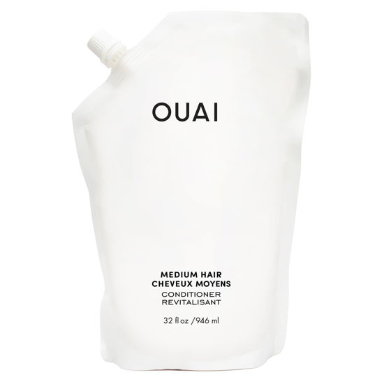 Picture of OUAI Medium Conditioner Refill - Hydrating Hair Conditioner with Coconut Oil, Babassu Oil, and Keratin - Strengthens, Repairs and Adds Shine - Paraben and Phthalate Free Hair Care Products - 32 oz