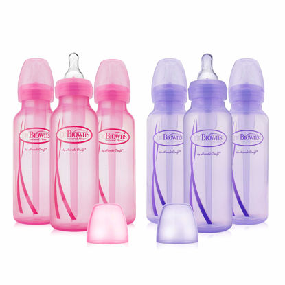 Picture of Dr. Brown's Girls' 8 oz. Bottles - 3 (8 oz.) Lavender - 3 (8 oz.) Pink … (6 Pack Options Bottles)