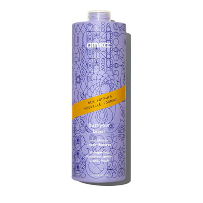 Picture of amika bust your brass cool blonde repair shampoo, 1000ml