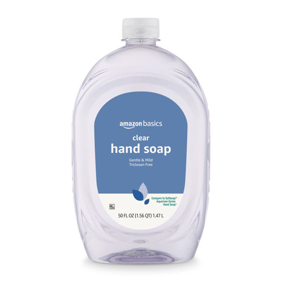 Picture of Amazon Basics Gentle & Mild Clear Liquid Hand Soap Refill, Triclosan-free, 50 Fluid Ounces, 1-Pack (Previously Solimo)