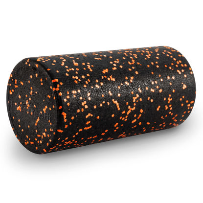 Picture of ProsourceFit High Density Foam Rollers 12 - inches long,Firm Full Body Athletic Massage Tool for Back Stretching, Yoga, Pilates, Post Workout Muscle Recuperation, Black/Orange