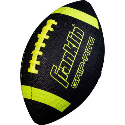 Picture of Franklin Sports Inflated Football - Junior Size, Extra Grip-Rite Youth 1 Footballs Synthetic Leather Perfect for Kids - Black/Optic,