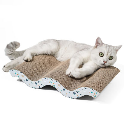 Picture of Conlun Cat Scratcher Cardboard Cat Scratch Pad with Premium Scratch Textures Design Durable Cat Scratching Pad Reversible Mountain 17L x 9W x 2.6H