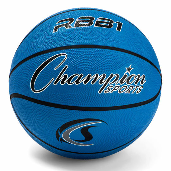 Picture of Champion Sports Rubber Official Basketball, Heavy Duty - Pro-Style Basketballs, and Sizes - Premium Basketball Equipment, Indoor Outdoor - Physical Education Supplies (Size 7, Blue)