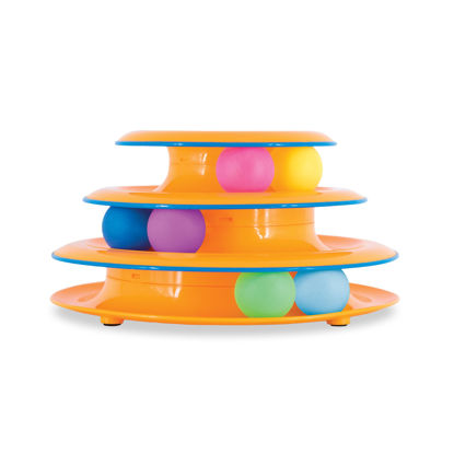 Picture of Catstages Tower of Tracks Interactive 3-Tier Cat Track Toy with Spinning Balls, Orange