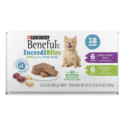 Picture of Beneful IncrediBites Grilled Chicken Flavor and Filet Mignon Flavor Wet Food for Small Dogs Variety Pack - 3.5 Ounce (Pack of 12)