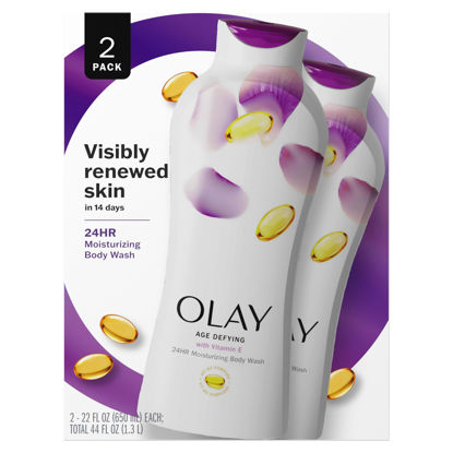 Picture of Olay Age Defying Body Wash with Vitamin E & B3 Complex, Moisturizing Visibly Smooth Skin, 22 fl oz, (Pack of 2)