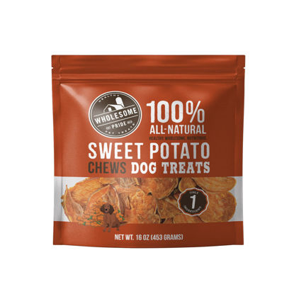 Picture of Wholesome Pride, 100% All-Natural Single Ingredient, Soft, USA-Sourced Dog Treats, Sweet Potato Chews 16oz