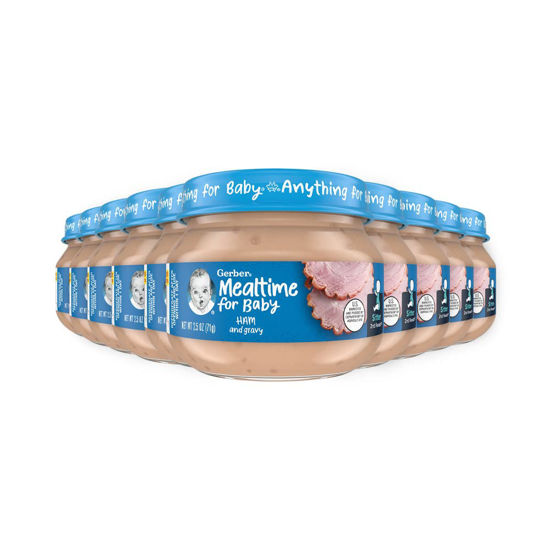 Picture of Gerber Baby Foods 2nd Foods Meat, Ham and Gravy, Mealtime for Baby, 2.5 Ounce Jar (Pack of 10)