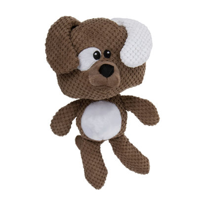 Picture of goDog Checkers Dog Squeaky Plush Dog Toy, Chew Guard Technology - Brown, Large