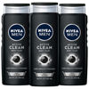 Picture of Nivea Men DEEP Active Clean Charcoal Body Wash, Exfoliating Body Wash for Men with Natural Charcoal, 3 Pack of 16.9 Fl Oz Bottles