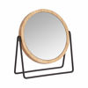 Picture of Amazon Basics Vanity Round Mirror with Bamboo Rim, Magnification, Tabletop Mount, Black, 7.2"L x 2.87 "W