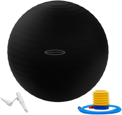 Picture of Signature Fitness Anti-Burst and Slip Resistant Exercise Ball Yoga Ball Fitness Ball Birthing Ball with Quick Pump, 2,000-Pound Capacity, Black, 34-inch, XLL