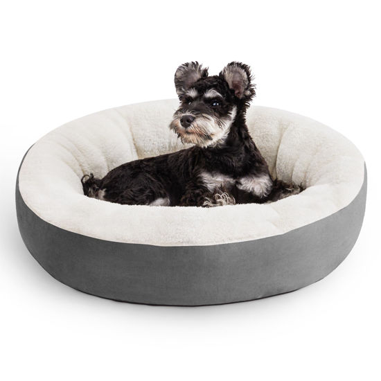 Picture of Love's cabin Round Donut Cat and Dog Cushion Bed, 20in Pet Bed for Cats or Small Dogs, Anti-Slip & Water-Resistant Bottom, Super Soft Durable Fabric Pet beds, Washable Luxury Cat & Dog Bed Dark Grey