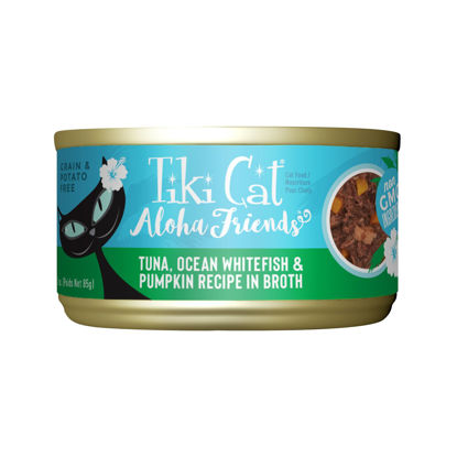 Picture of Tiki Cat Aloha Friends, Tuna, Ocean Whitefish & Pumpkin, Grain-Free & High Moisture, Wet Cat Food for All Life Stages 3 oz. Cans (Pack of 12)