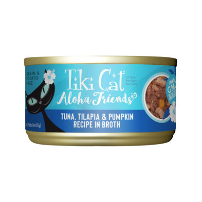 Picture of Tiki Cat Aloha Friends, Tuna, Tilapia & Pumpkin, Grain-Free & High Moisture, Wet Cat Food for All Life Stages 3 oz. Cans (Pack of 12)