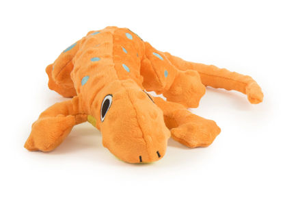 Picture of goDog Amphibianz Gecko Squeaky Plush Dog Toy, Chew Guard Technology - Orange, Large