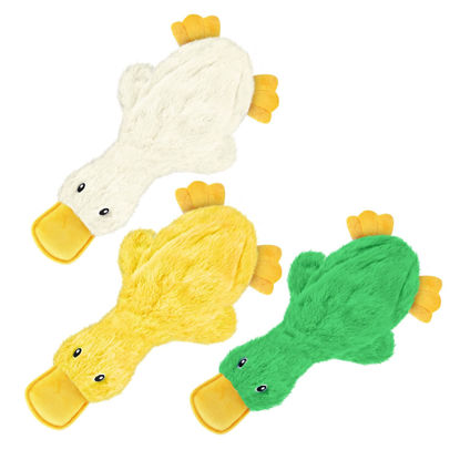 Picture of Best Pet Supplies Crinkle Dog Toy for Small, Medium, and Large Breeds, Cute No Stuffing Duck with Soft Squeaker, Fun for Indoor Puppies and Senior Pups, Plush No Mess Chew - White, Yellow & Green