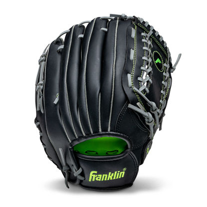 Picture of Franklin Sports unisex adult 12" - Trapeze Web Baseball and Softball Fieldmaster Midnight Youth Baseball Gloves I, Black, 12.0 US