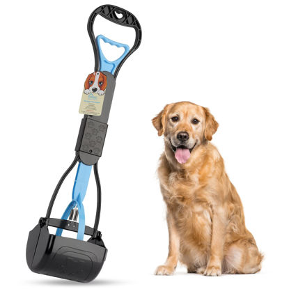 Picture of PPOGOO Non-Breakable Pooper Scooper for Large Medium Small Dogs with 24.3inch Long Handle High Strength Material Durable Spring, Easy Grass and Gravel Pick Up