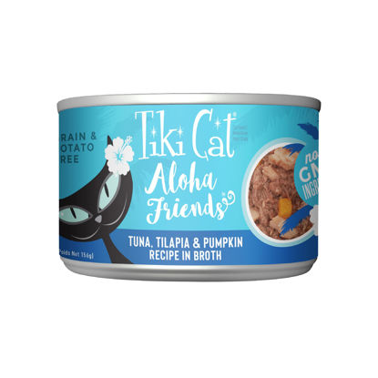 Picture of Tiki Cat Aloha Friends, Tuna, Tilapia & Pumpkin, Grain-Free & High Moisture, Wet Cat Food for All Life Stages 5.5 oz. Cans (Pack of 8)