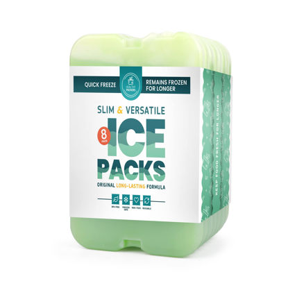 Picture of Healthy Packers Cool Pack, Slim Long-Lasting Ice Packs - Green Gel Ice Pack Great for Coolers or Lunch Box (8-Pack)