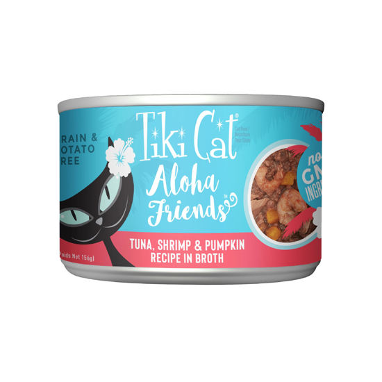 Picture of Tiki Cat Aloha Friends, Tuna, Shrimp & Pumpkin, Grain-Free & High Moisture, Wet Cat Food for All Life Stages 5.5 oz. Cans (Pack of 8)