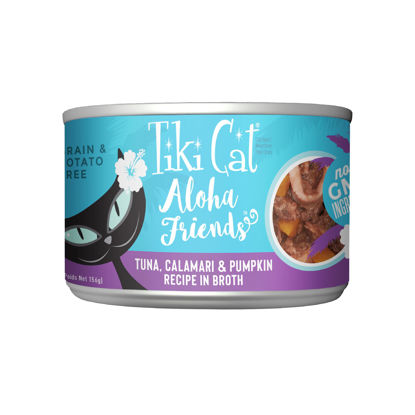 Picture of Tiki Cat Aloha Friends, Tuna, Calamari & Pumpkin, Grain-Free & High Moisture, Wet Cat Food for All Life Stages 5.5 oz. Cans (Pack of 8)