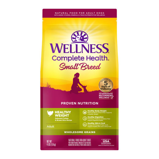 Picture of Wellness Natural Pet Food Complete Health Natural Dry Small Breed Healthy Weight Dog Food, Turkey & Rice,4 Pound (Pack of 1)