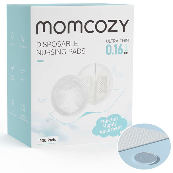 Picture of Momcozy Ultra-Thin Disposable Nursing Pads, Ultra-Absorbent and Breathable Portable Breast Pads, Make The Breasts Light and Unburdened, with Reinforced Adhesive, Individually Packaged (200 Count)