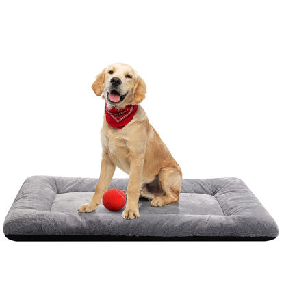 Picture of Dog Beds Crate Pad for Medium/Large Dogs Fit Metal,Ultra Soft, Washable & Anti-Slip Kennel Pad for Dogs Cozy Sleeping Mat,Gray 36inch