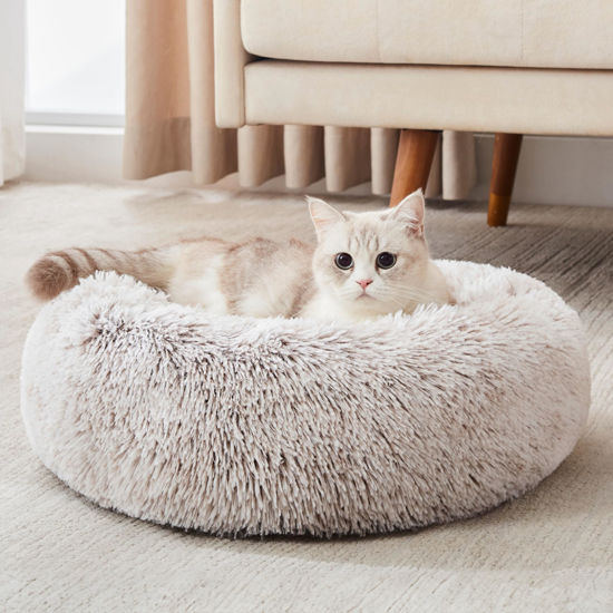 Picture of WESTERN HOME WH Calming Dog & Cat Bed, Anti-Anxiety Donut Cuddler Warming Cozy Soft Round Bed, Fluffy Faux Fur Plush Cushion Bed for Small Medium Dogs and Cats (20"/24"/27"/30")