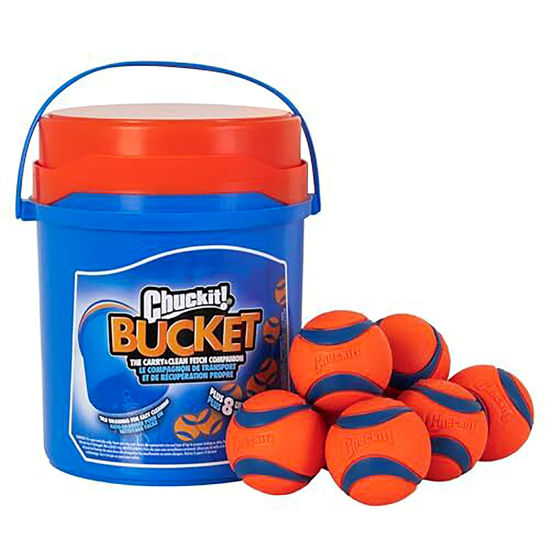 Picture of Chuckit Ultra Ball Dog Toy, Medium (2.5" Diameter), Pack of 8 with Chuckit Cleaning Bucket