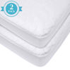 Picture of American Baby Company 2 Pack Waterproof Fitted Crib and Toddler Mattress Protector, Quilted and Noiseless Crib & Toddler Mattress Pad Cover, White, 52"x28"x9"