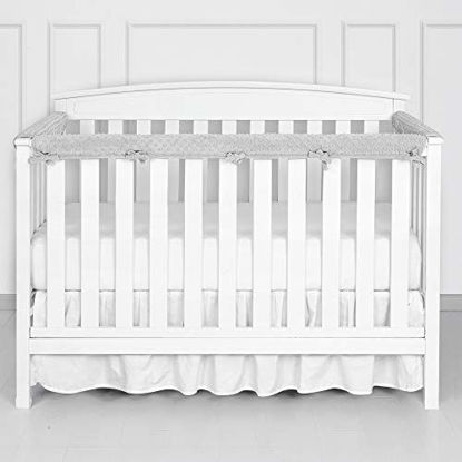 Picture of TILLYOU 3-Piece Padded Baby Crib Rail Cover Protector Set from Chewing, Safe Teething Guard Wrap for Standard Cribs, 100% Silky Soft Microfiber Polyester, Fits Side and Front Rails, Minky Pale Grey