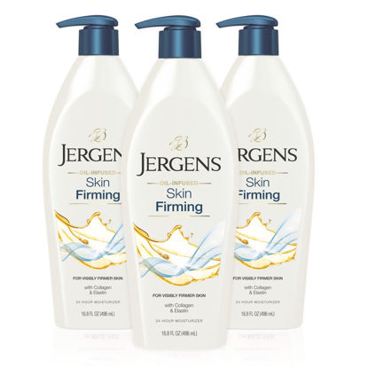 Picture of Jergens Skin Firming Body Lotion for Dry to Extra Dry Skin, Skin Tightening Cream with Collagen and Elastin, Instantly Moisturizes Dry Skin, Dermatologist Tested, Hydralucence Blend, 3-16.8 oz