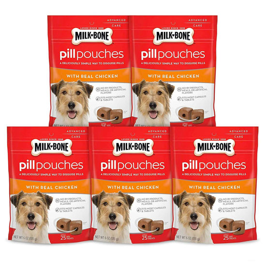 Picture of Milk-Bone Pill Pouches Dog Treats, Real Chicken Flavor, 6 Ounce (Pack of 5)