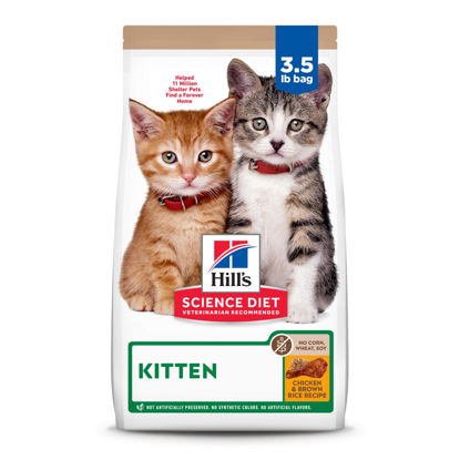 Picture of Hill's Science Diet Kitten, Kitten Premium Nutrition, Dry Cat Food, No Corn, Wheat, Soy Chicken & Brown Rice, 3.5 lb Bag