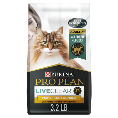 Picture of Purina Pro Plan Allergen Reducing Senior Cat Food, LIVECLEAR Adult 7+ Prime Plus Chicken and Rice Formula - 3.2 lb. Bag