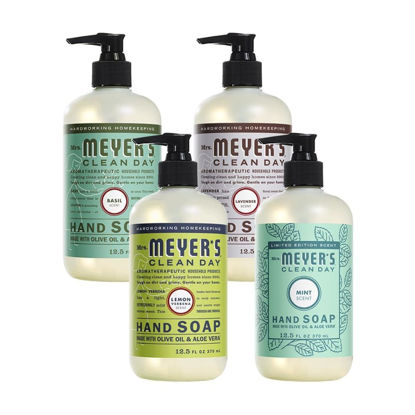 Picture of MRS. MEYER'S CLEAN DAY Holiday Hand Soap Bundle (Basil + Lavender + Lemon Verbena + Mint)