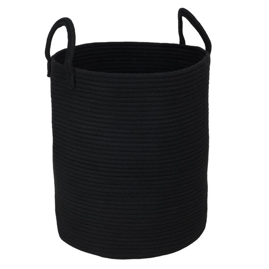 Picture of XUANGUO Black Cotton Rope Laundry Basket Hamper for Clothes Woven Storage Basket for Living Room Bedroom Boho Tall Rope Baskets for Blanket Toys Pillow Towels Baby Nursery Hamper Bin Large