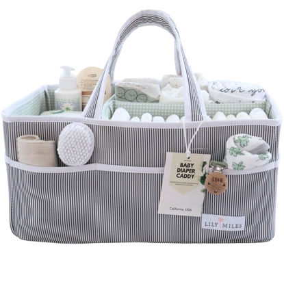 Picture of Lily Miles Baby Diaper Caddy - Large Organizer Tote Bag for Baby essentials Boy or Girl - Baby Shower Basket - Nursery Must Haves - Registry Favorites - Newborn Caddie Car Travel