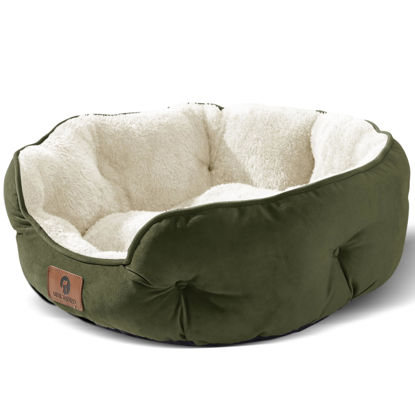 Picture of Asvin Small Dog Bed for Small Dogs, Cat Beds for Indoor Cats, Pet Bed for Puppy and Kitty, Extra Soft & Machine Washable with Anti-Slip & Water-Resistant Oxford Bottom, Green, 20 inches