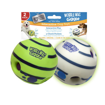 Picture of Wobble Wag Giggle Ball 2 Pack- Interactive Dog Toy, Fun Giggle Sounds When Rolled or Shaken, Pets Know Best, 1 Original & 1 Glow in The Dark Ball