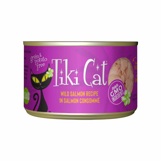 Picture of Tiki Cat Luau Shredded Meat, Wild Salmon Recipe in Salmon Consumme, Grain-Free Balanced Nutrition Wet Canned Cat Food, For All Life Stages, 6 oz. Cans (Pack of 8)