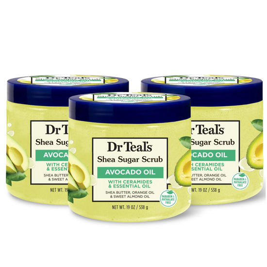 Picture of Dr Teal's Shea Sugar Scrub, with Ceramides & Avocado Essential Oil, 19 oz (Pack of 3)