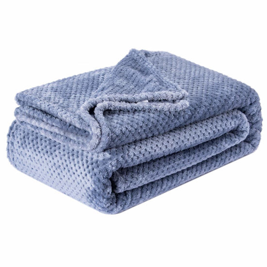 Picture of Fuzzy Throw Blanket, Plush Fleece Blankets for Adults, Toddler, Boys and Girls, Warm Soft Blankets and Throws for Bed, Couch, Sofa, Travel and Outdoor, Camping (Full Twin(70"x80"), XL2-Smoked Blue)